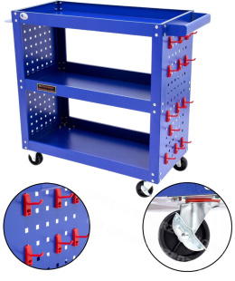 TECHNIK Workshop trolley with hooks, 3 shelves