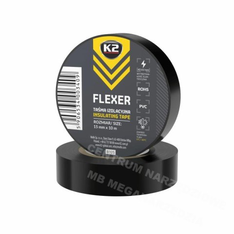 K2 Flexer taśma izolacyjna mała czarna PCV 15mm x 10m