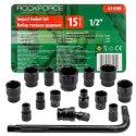 ROCKFORCE Nasadki udarowe kpl. 15el.1/2&quot; 6-kąt. (10-32mm)