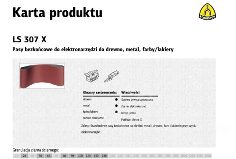 KLINGSPOR Pasy bezkońcowe do elektronarzędzi LS307X 75mm x 610mm gr. 40 /10szt.