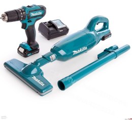 MAKITA Zestaw combo wiertarko-wkrętarka + odkurzacz pionowy 10,8V CLX214X1 (HP331D+CL106FD) 2x1,5Ah