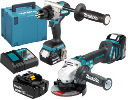 COMBO SET, SCREWDRIVER, GRINDER 3x5Ah 18V MAKITA