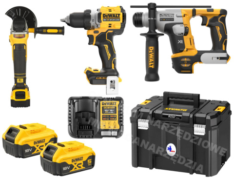 DEWALT Zestaw Combo 18V DCK355P2T (DCD800 + DCH172 + DCG405) 2x Akumulator 5,0Ah Ładowarka