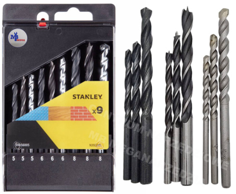 STANLEY Mixed drill bits set of 9 pcs. for wood, concrete, metal