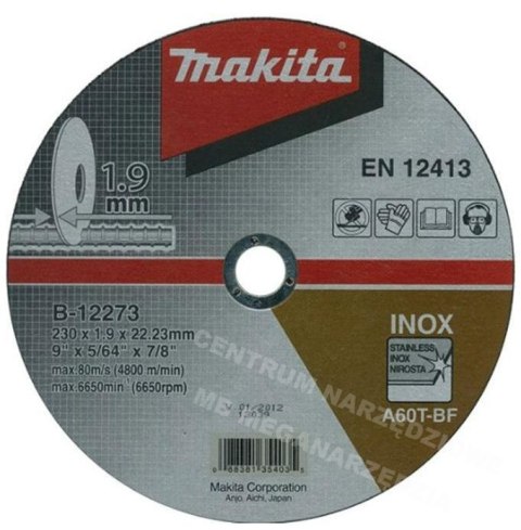 TARCZA DO METALU 230x1,9mm MAKITA