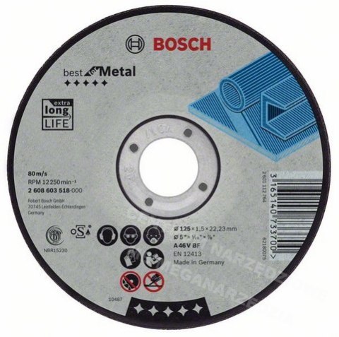 BOSCH TARCZA TNĄCA PROSTA BEST FOR METAL A 30 V BF, 230 mm, 22,23 mm, 2,5 mm BOSCH