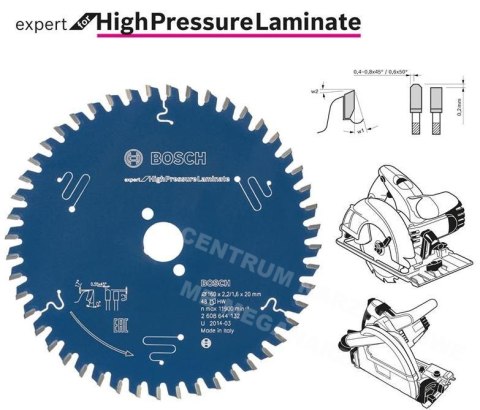 BOSCH PIŁA TARCZOWA HIGH PRESSURE LAMINATE EXPERT 190x30mm 56-ZĘBÓW BOSCH