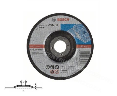 BOSCH TARCZA DO METALU LPP 125 x 2,5 x 22,2mm WYGIĘTA BOSCH