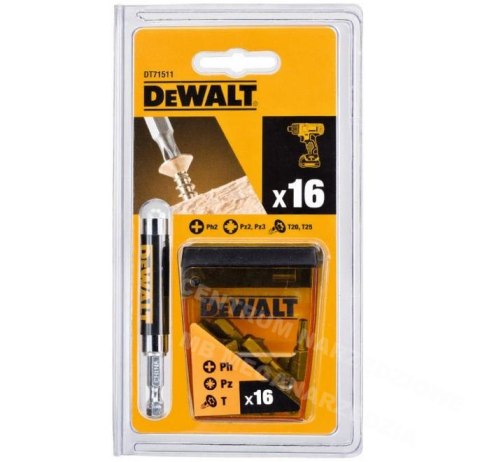 DEWALT ZESTAW KOŃCÓWEK + UCHWYT 16CZ.