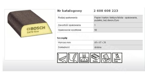 BOSCH GĄBKA DROBNA 69x97x26mm BOSCH