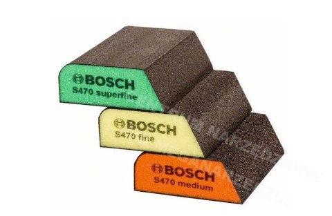 BOSCH GĄBKI SZLIFIERSKIE S470 PROFILE KOMPLET 3szt. MEDIUM/FINE/SUPERFINE BOSCH