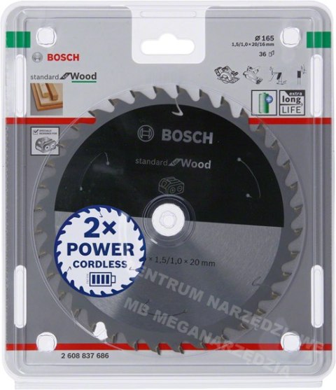 BOSCH PIŁA STANDARD WOOD ACCU 165x20x36z BOSCH