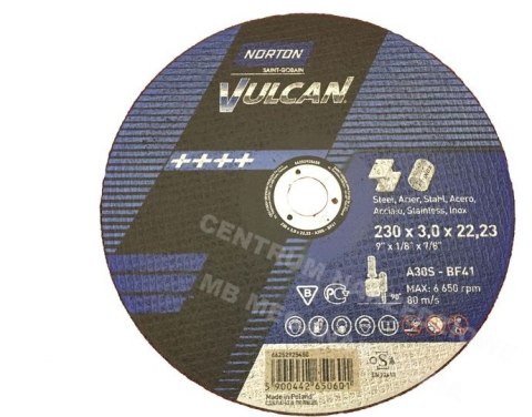 NORTON TARCZA VULCAN DO METALU 230 x 3.0 x 22.2mm-T41 A30S NORTON