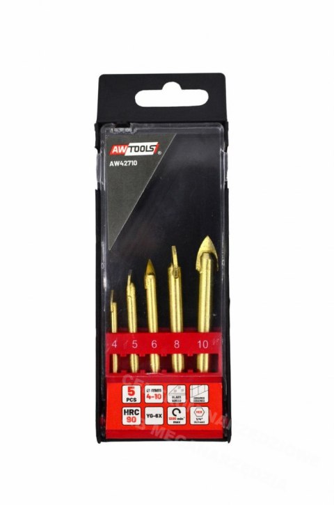 AWTOOLS ZESTAW WIERTEŁ DO SZKŁA I CERAMIKI 4-10MM 5szt.