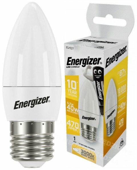 ENERGIZER ŻARÓWKA CANDLE 4,9W / 40W E27 470LM BARWA CIEPŁA