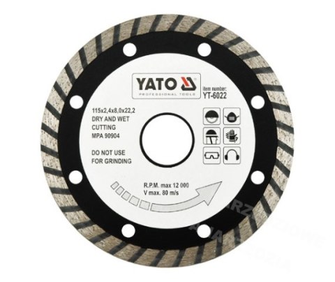 YATO TARCZA DIAMENTOWA TURBO 115 x 22,2mm 6022