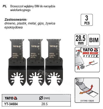 YATO BRZESZCZOT WGŁĘBNY DO NARZĘDZIA WIELOFUNKCYJNEGO 3szt. BIMETAL