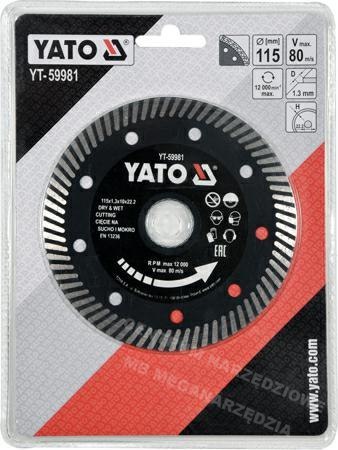 YATO TARCZA DIAMENTOWA TURBO DO GRESU 115 x 22,2mm 59981