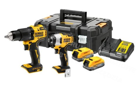 DEWALT Zestaw COMBO 18V Wkrętarka udarowa DCD709 + Zakrętarka DCF809 2x1,7Ah POWERSTACK DCK2062E2T