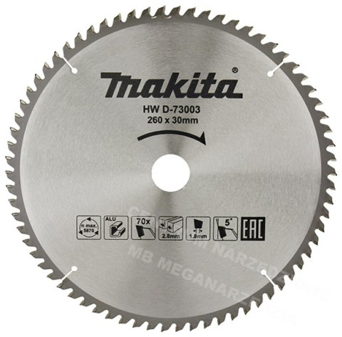 MAKITA PIŁA TARCZOWA DO ALUMINIUM 260x30x70z ECONOMY