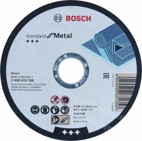 BOSCH TARCZA MET.125mm x 1,0mm x 22mm STANDARD FOR METAL