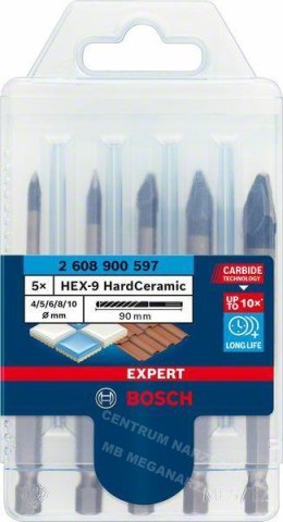 BOSCH WIERTŁO HEX-9 HARD CERAMIC ZESTAW 5szt. 4/5/6/8/10mm EXPERT