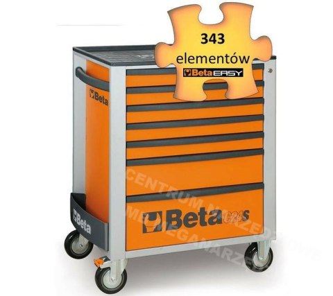 BETA Wózek narzędziowy 7-szuflad pomarańczowy 343 elementy