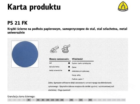 KLINGSPOR Krążek ścierny 150 PS21FK 50szt.