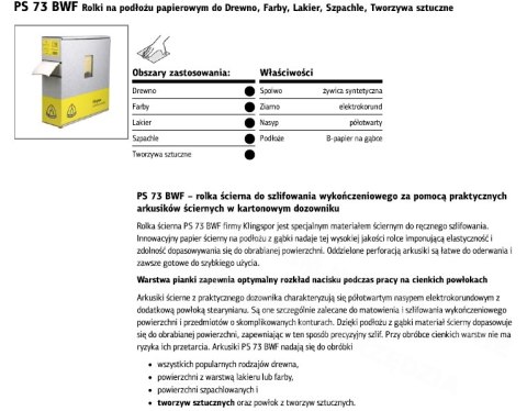 KLINGSPOR ROLKA NA PODŁOŻU PAPIEROWYM PS73BWF 115mm gr.320 (25mb)