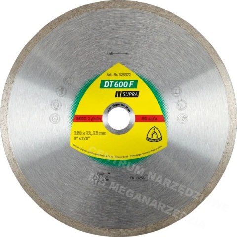 KLINGSPOR Tarcza diamentowa pełna 125mm x 1,6mm x 22,2mm DT600F Supra, do ceramiki