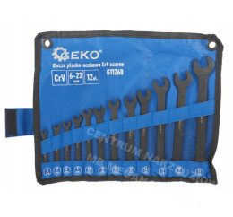 GEKO Combination wrenches Cr-V black 12pcs 6-22mm