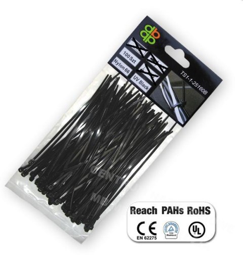 BRADAS Plastic headband black 4.6 x 120mm 100pcs