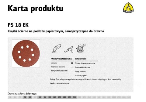 KLINGSPOR Самоклеящийся шкив 125 мм ps18ek gr.120 gls5 8 отверстий