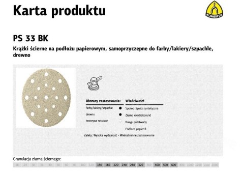 KLINGSPOR Krążek Ścierny Samoprzyczepny 150mm PS33BK gr.150 GLS51 /100szt.