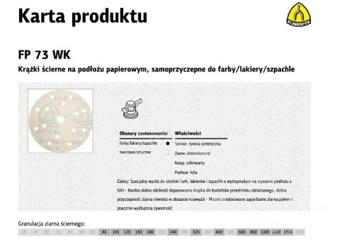 KLINGSPOR KRĄŻEK ŚCIERNY SAMOPRZYCZEPNY 150mm FP73WK GLS47 gr. 400 /100szt.