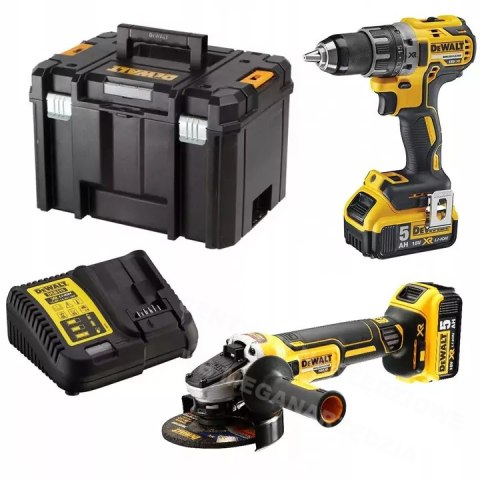 DEWALT zestaw combo 18V DCK2020P2T (DCD791+DCG405) 2x5,0Ah TSTAK