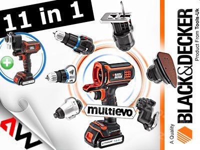 BLACK+DECKER NARZĘDZIE WIELOFUNKCYJNE MULTIEVO MT218KB ZESTAW STARTOWY Z GŁOWICĄ WKRĘTARSKĄ WALIZKA