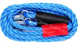 VOREL Tow rope - braided 2.5t with hook, titanium 82209