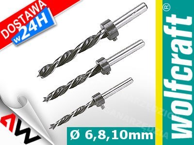 WOLFCRAFT ZESTAW WIERTEŁ DO POŁĄCZEŃ KOŁKOWYCH 6,8,10mm + OGRANICZNIKI