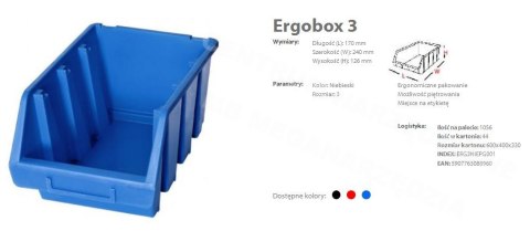 ORGANIZER patrol ergobox 3 niebieski, 170 x 240 x 126mm