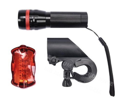 VOREL Zestaw lamp rowerowych: przednia 3W CREE LED + tylna 5 LED