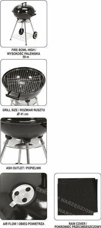 LUND GRILL OGR. OKRĄGŁY Z POKRYWĄ, 54cm