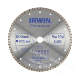 IRWIN TARCZA DIAMENTOWA 230mm x 22,23mm / PEŁNA do kamienia, cegieł, płytek, marmuru i granitu