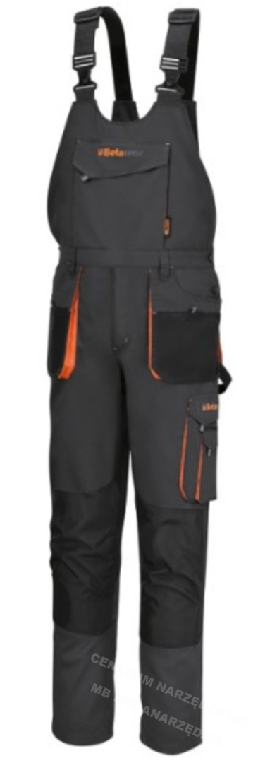 BETA Spodnie robocze na szelkach EASY Szare 7863G, rozmiar M