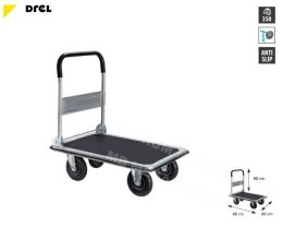 DREL 4-wheel warehouse trolley 300kg platform 90x60cm inflatable wheels