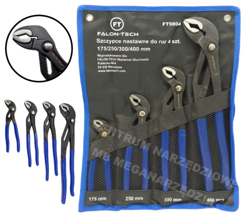 FALON TECH Adjustable pipe pliers 4 pcs. 175/200/300 FT9804