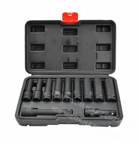 AWTOOLS Impact socket set 1/2" long 11pcs. BLACK LINE