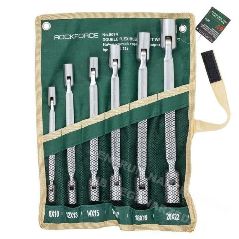 ROCKFORCE Swivel socket wrench set 6pcs. 8-22mm